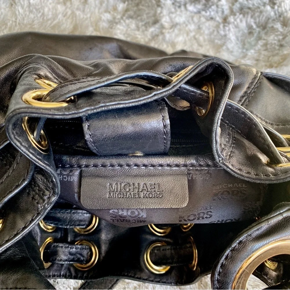Michael Kors Black Soft Leather, Gold Hardware Shoulder Bag